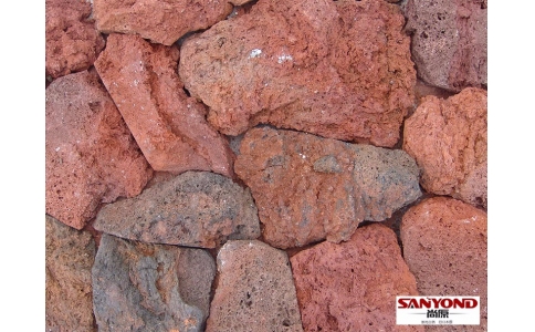 紅褐色五彩火山石自然面碎拼板LR2027