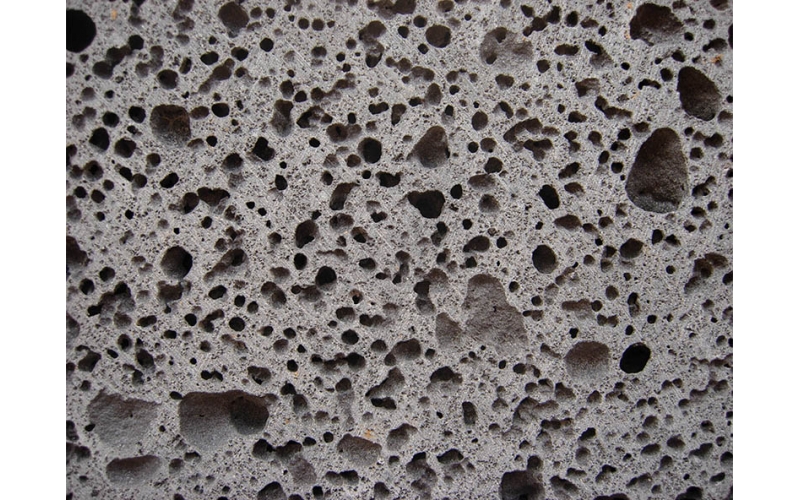 中大孔灰色火山石|火山巖|黑洞石機切面LB8089